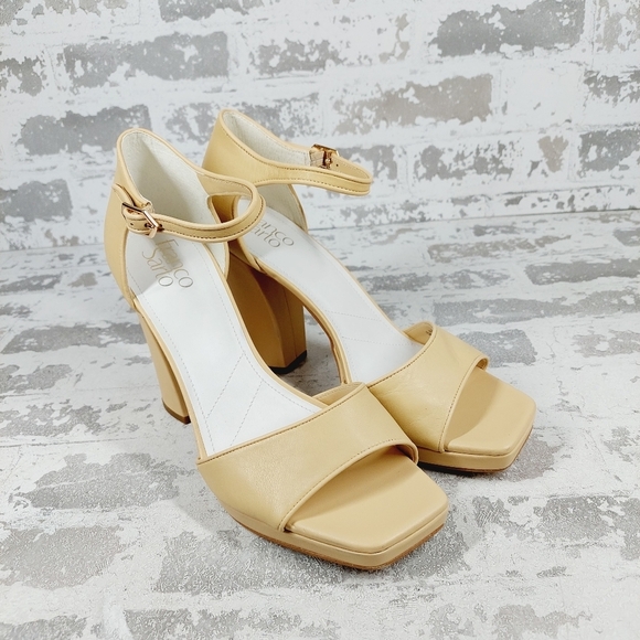 NEW Franco Sarto Dima Beige Block Heel Sandals E665 - Picture 4 of 12